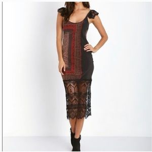 Stone cold fox midi dress with lace at bottom